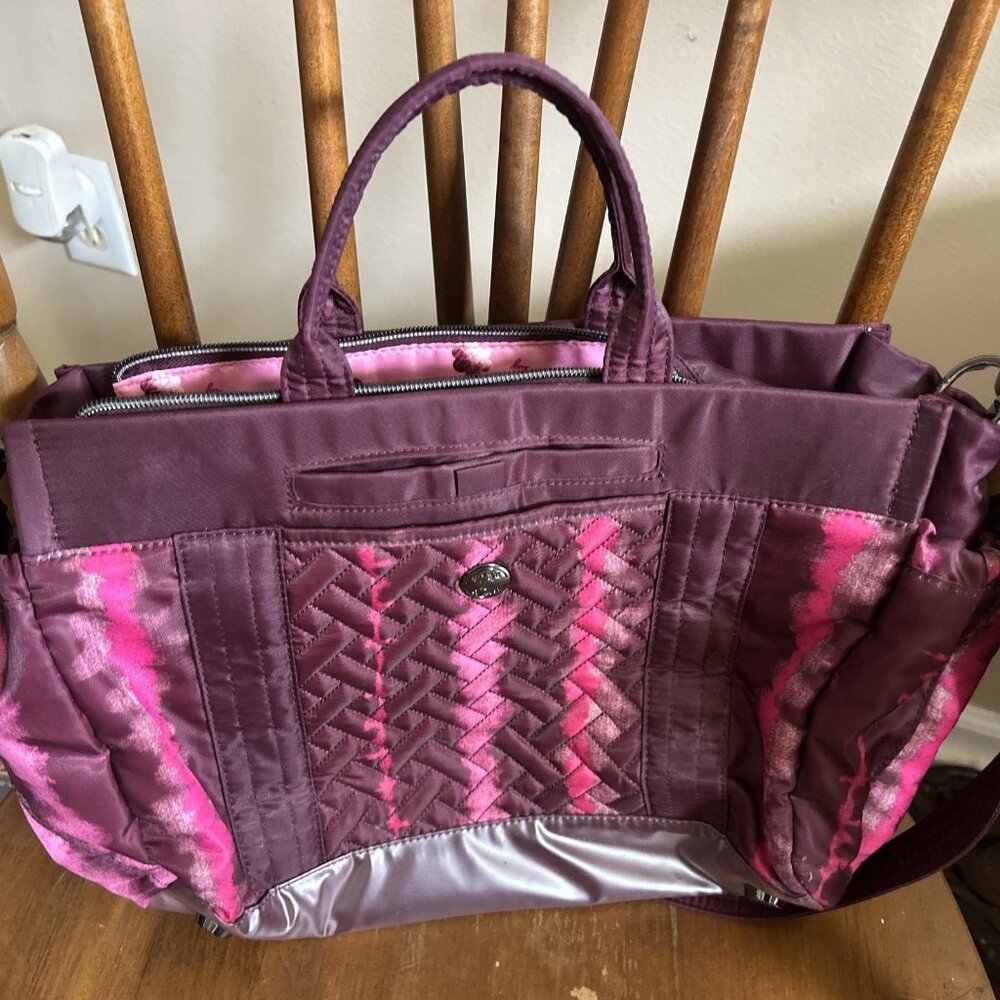 LUG Romper Carry-All Travel Tote Shoulder Bag Purple/Pink EUC